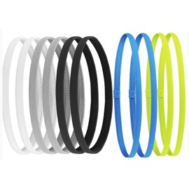 WEZCHUGHAOL 10 Pieces Elastic Sport Headbands Non-Slip Workout Headband, Elastic Sports Headbands Thick Non-Slip Hair Bands for Women and Men Football Running Yoga Workout (Multicolour)
