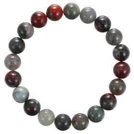 JM Design African Bloodstone Bracelet Smooth Round Size 10mm 7.5" Length