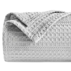 PHF Lightweight Waffle Weave Blanket Queen Size 90"x 90", Soft Woven Summer Blanket for Hot Sleepers - Aesthetic Home Decor for Couch Bed Sofa, Pet Friendly, Light Grey