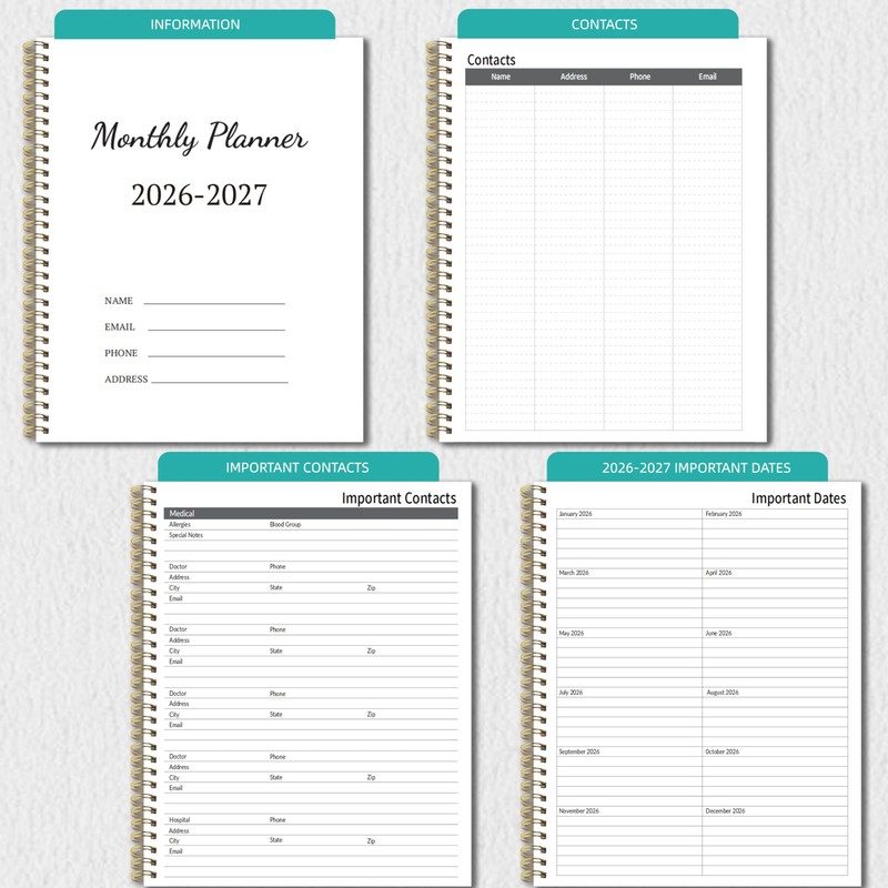 2026-2027 Monthly Planner, 2 Year Monthly Planner/Calendar 2026-2027, Jan 2026