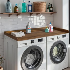 Washer Dryer Countertop, Laundry Topper Countertop for Washer and Dryer, 54" Width x 27.5" Depth Laundry Room Organization Storage (Dark Wood)