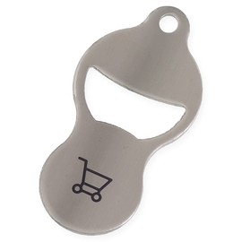 Ledershop24 Keyring Stainless Steel Mein Johann Men's & Women's Shopping Trolley Remover Round with Bottle Opener, White