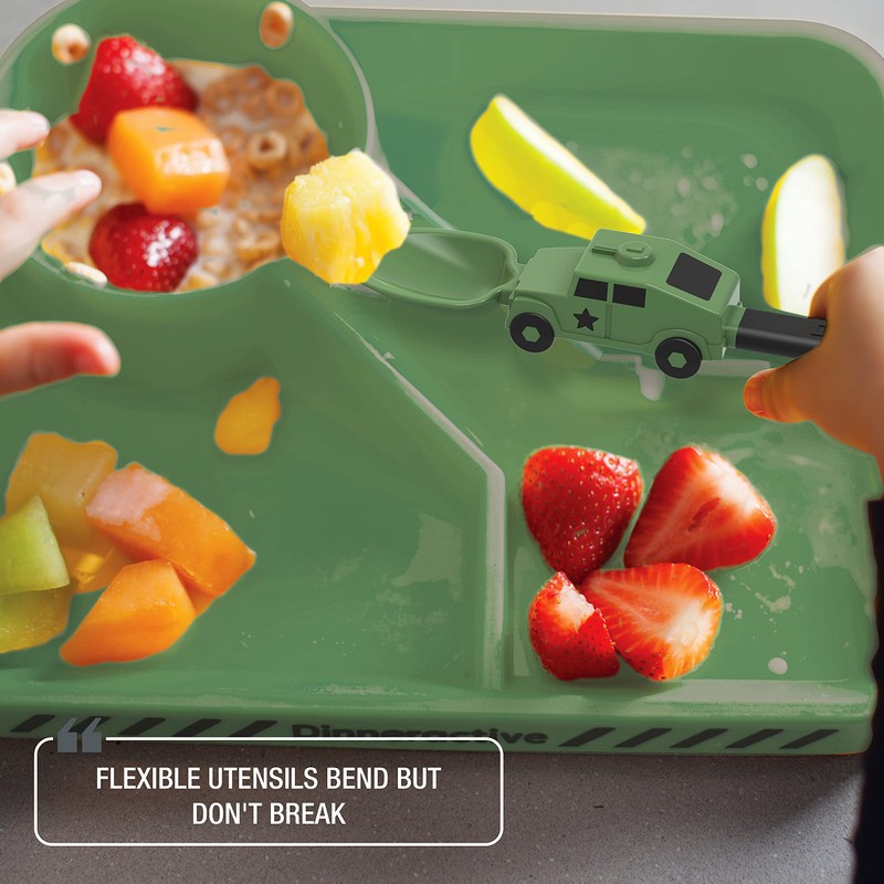 Dinneractive Dining Set for Kids - 3PC Green Army Dinnerware