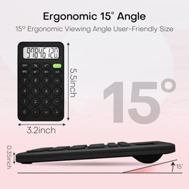 Cute Calculator, Basic Four Function Calculator for Teachers Students Basics Office, Small Handheld Calculator, 8 Digit with LCD Display, Sensitive Button, 5.5×3.2 inches Black