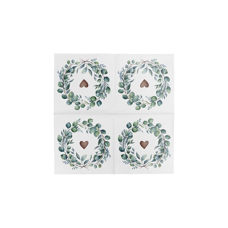 HEKU 100 napkins, 3-ply, 33 x 33 cm, eucalyptus heart,
