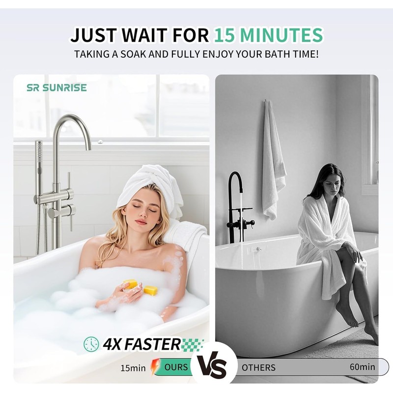 Free Standing Bathtub Faucet Set: SR SUN RISE Floor Mount