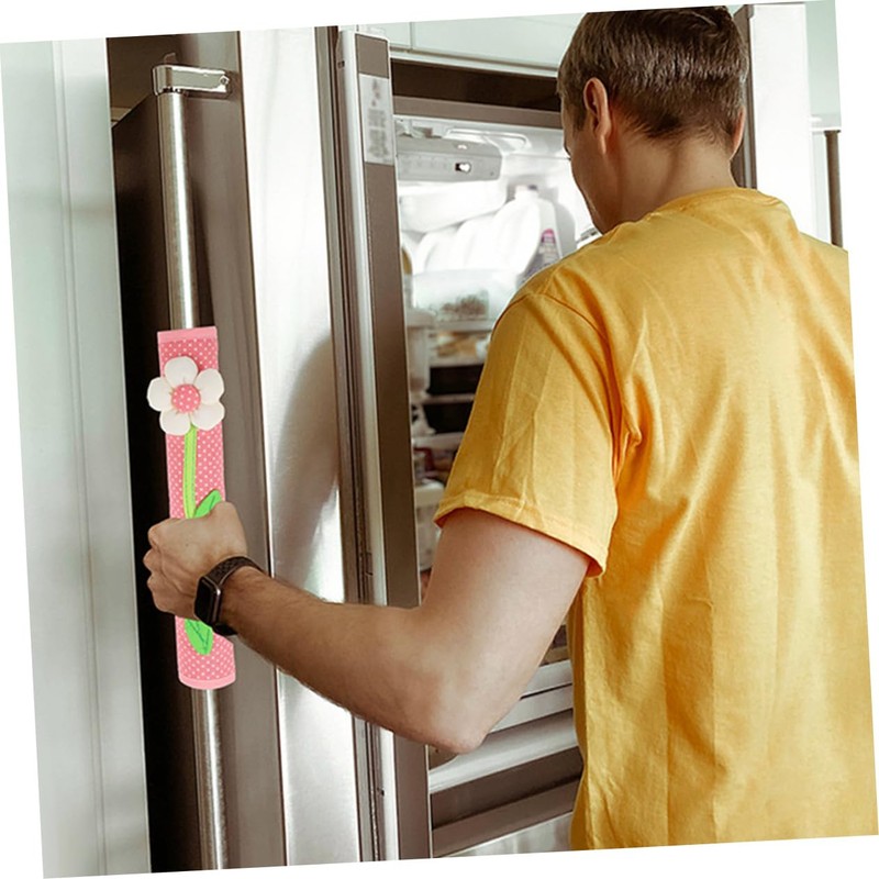 LALAFINA 4Pcs Decorative Kitchen Refrigerator Door Handle Covers Soft Cloth