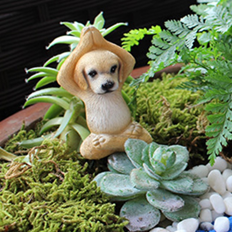 Yoga Dog Figurine Set Dog Doing Yoga Statue Miniature Garden