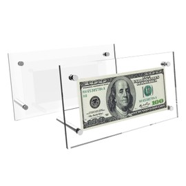 Cuyacili Pack of 2 Acrylic Banknotes Display Frame Acrylic Display Desktop Display Stand Note Holder for Collectors Paper Money Dollar Bill Frame Protector Banknotes 20 x 11.5 cm