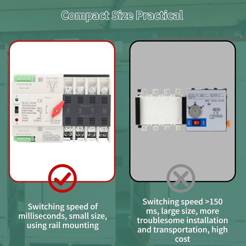 AC220V Dual Power Automatic Transfer Switch 4P Millisecond Switching Generator