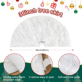 TomteNisse 36 Inch Christmas Tree Skirt, Snow White Faux Fur Tree Skirt for Xmas Party Decorations,Holiday Tree Ornaments for Christmas Home Decorations, Holiday Party Decoration