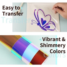 HTVRONT Holographic Heat Transfer Vinyl- 12" x 6ft Holographic HTV for Shirts, Hats, Holographic Iron on Vinyl for Cricut & Cameo, Matellic Sheen, Easy to Cut & Weed (White)