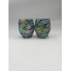 Handblown Confetti Stemless Wine Glass with Colorful Swirl Design (Set