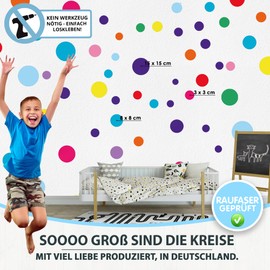 ELES VIDA - Wall Sticker Dots for Children's Room - 100 Wall Stickers Set - Pastel Colours for Baby to Stick on Wall Sticker Decoration - Wall Foil Dots Circles Colourful Colours Colourful for