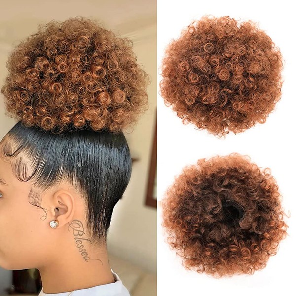 Afro Puff Drawstring Ponytail for Black Women High Puff Drawstring Short Ponytail Bun Afro Kinky Curly Ponytail Hairpieces with Clip In (30#)