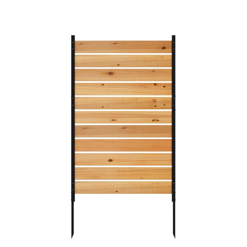 No Dig Wood Privacy Screen Fence Panel, 61" H x