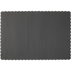 Paper Placemats - Disposable - Scalloped Edge (Black, 50)