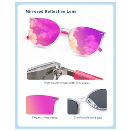 Retro Round Sunglasses for Women, Pink Sunglasses Womens with Classic Trendy Frame Sunnies Shades UV400 2 Pack Green