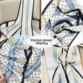 Scarf for Women,Satin Scarf for Clothing and Bag Decor (Blue and White)