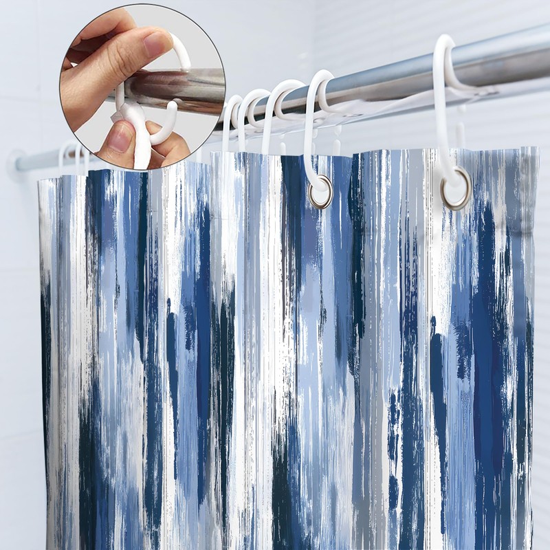 SVBright Abstract Navy Blue Shower Curtain 72Wx72L Inch Modern Ombre