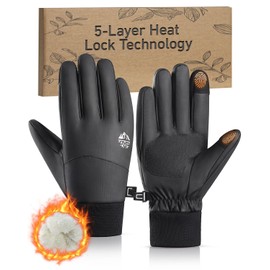 RIGWARL Winter Gloves with Thickest Plush for Extreme Cold Weather, Completely Waterproof Gloves Men Women, Lightweight Warm Thermal Snow Glove with Touchscreen Fingers for Hiking Running Skiing Work