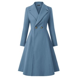 CURLBIUTY Women's Overcoat Winter Swing Trench Coats, Blue, Small