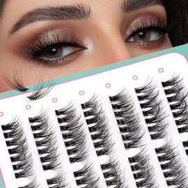 Onlyall Eyelash Extensions Cluster Lashes Eyelash Extension Natural Eyelash Bushes C-Curl Eyelashes Wispy Eyelash Clusters Individual DIY Eyelashes N02