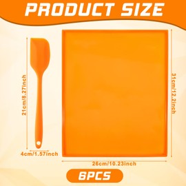 JJUNW 6 Pcs Silicone Dehydrator Trays, Non-stick Silicone Dryer Mats with with Silicones Scraper Reusable Dryer Sheet for Jerky, Fruit, Meat(12×10inch)