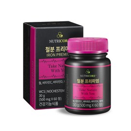 NutriCore 뉴트리코어 철분 프리미엄 1박스 (60정) 비타민C D K 셀렌 Nutricore Iron Premium 1 Box (60 Tablets) Vitamin C D K Selenium