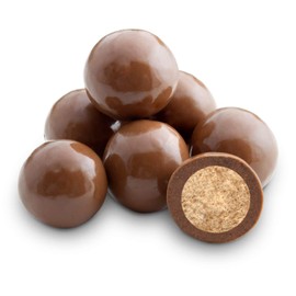 Dulcefina, Milk Choc Skinny Dipper Malt Balls (Single Dipped) (1.500 Lbs)