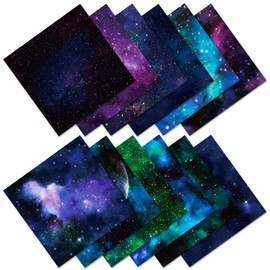 Galaxy Scrapbook Paper Pad Decorative Paper 12*12 -24 Sheets Frame Material Paper,Single-Sided Scrapbook CardStock Paper Pad for Holiday Cardmaking DIY Origami Decorative Craft Paper. (Starry Sky)