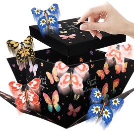 ALIBBON Flying Butterfly Surprise Gift Box Black Good Luck DIY Butterfly Explosion Gift Box with 6 Butterflies for Birthday Anniversary Wedding Graduation Christmas