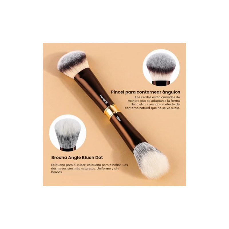 MAANGE 3 Piezas Brochas de Maquillaje Profesional Faciales de Aluminio