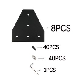 Yeebyee 4040 Corner Bracket Plate T Shape 5 Hole 90 Degree Outside Joining Plate with M6x16mm Screws and T-Nuts for 40 x 40mm Series Aluminum Extrusion Profile, 8pcs/Pack (Black-4040 T Shape)