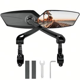 2 Pack Bike Mirrors,eBike Handlebar Mirror,360° Adjustable and Rotatable Safety Bicycle Rear View Mirrors, Scratch Resistant Glass Lens,Bicycle Universal Fit Accessories