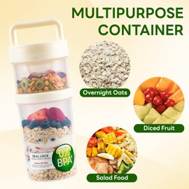 HOOMUXUQJA 4 Pack 31 oz Breakfast Cups with Lids and Spoon, Reusable Cereal Yogurt Cup with Topping Plastic Overnight Oats Container for Granola Oatmeal.,Salad cups