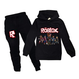 BackStri Boy Girl Hoodies Game Cartoon Long Sleeve Hooded Clothes Set for Kids (Black, 9-10 Years)