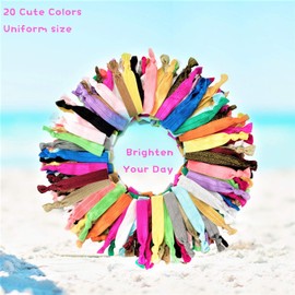 79STYLE 300Pcs Elastic Hair Ties No Crease Ouchless Ribbon Ponytail Holders Hair Bands Bows Yoga Twist Hair Accessories Hand Knotted Fold Over Solid Colors (Multi-20 colored)