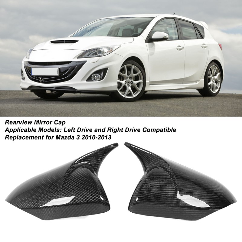1 Pair Rearview Mirror Cap Carbon Fiber Horn Style Protective