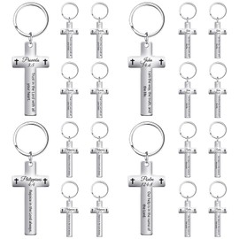 Equsion 20 Pcs Christian Bible Verse Keychain Bulk Religious Cross Keychains Keyring Jesus Keychain Jewelry for Inspirational Gift Catholic Birthday Christmas Easter Baptism Women Men Kid