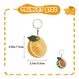 Andiker PU Leather Bag Charms, Fruit Keychain with Key Ring Keychain GPS Tracker Case Compatible with Airtag Holder and Keys (Orange)