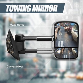 Auto Dynasty Pair Chrome Manual Telescoping Folding Rear View Side Towing Mirror Compatible with Silverado Sierra GMT900 07-14