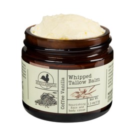 Hearth and Homestead Hearth and Homestead: Handmade Whipped Tallow Balm (Coffee Vanilla) - Organic Body Butter with Infused Olive Oil - 1.3 oz 