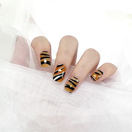 LIFOOST Glaze Gel Nail Strips Fully Cured Cheerful Cheetah Nail Polish Stickers Yellow,Gold,Black,Red Gel Nail Wraps Free Nail Lamp Light Chip Resistant Salon Quality Gel Nails