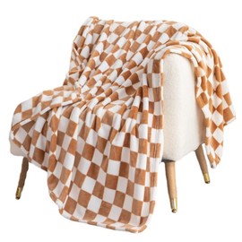 Checkered Flannel Blanket Checkerboard Grid Pattern Soft Throw Blanket Couch Sofa Bed Decoration 100x150cm Khaki Checker Blanket for Chair Microfiber Blanket for Couch Sofa Fluffy Throw Blanket Plaid