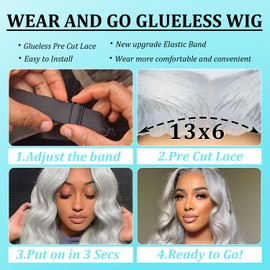 Grey Wig Human Hair Body Wave Lace Front Wigs Human Hair for Women 13x6 Hd Full Lace Frontal Wig 180% Density Glueless Wear and Go Wigs 22 Inch