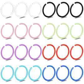 Teaaha 16PCS 20g Plastic Nose Rings for Surgery, Colored Flexible Nose Ring Hoop, Bioplastic Bendable Clear Nose Studs Nostril Piercing Retainers Jewelry for Women Men(8 Color)