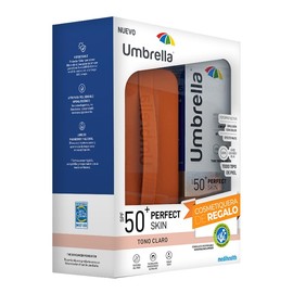 UMBRELLA Perfect Skin Tono Claro + COSMETIQUERA | Base Fluida Tipo Maquillaje con Protector Solar Facial SPF 50+ | Corrector de Imperfecciones de la P
