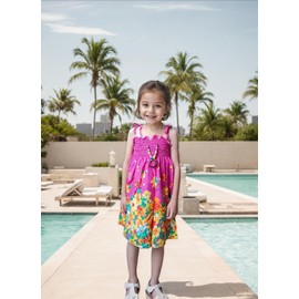 Girls Dress Kids Floral Sundress Ruffle Bohemian Dress Summer Casual Dress One Piece Slip Dress Flower Rose US 7-8T