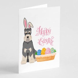Salt Pepper Schnauzer Easter Greeting Cards and Envelopes Pack of 8